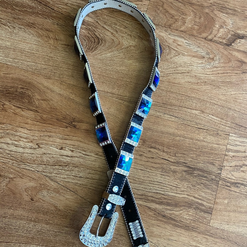 Genuine leather Western Crystal Rodeo Black Belt